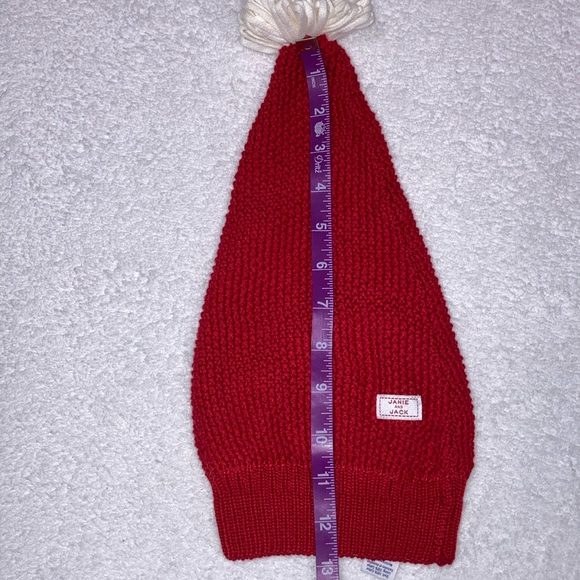 Janie and jack red Christmas Santa pom pom knit hat 0/3m - Picture 3 of 8